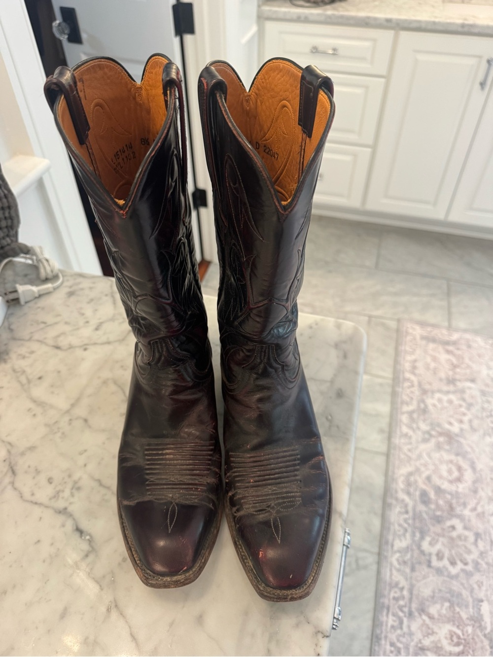 Men's Western Leather Cowboy Boots - Dark Brown